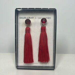 Brand New Baublebar True Red/Gold Faceted Stone String Tassel Drop Earrings